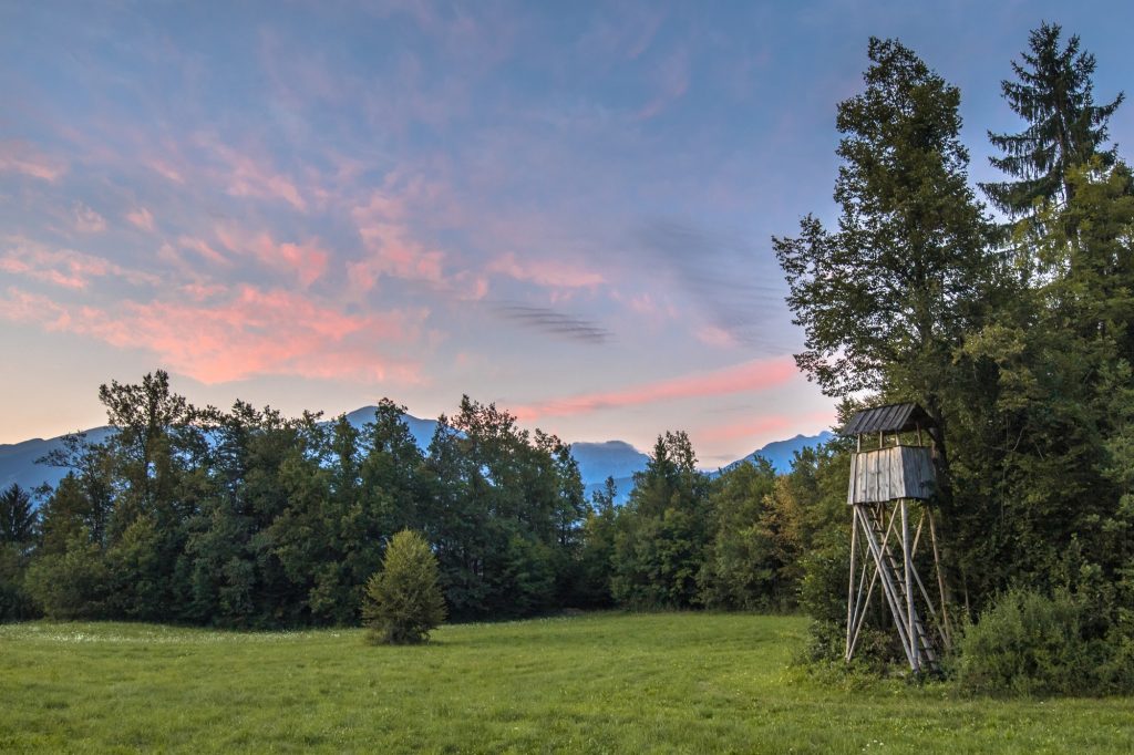Slovenian landscape with hunting tower